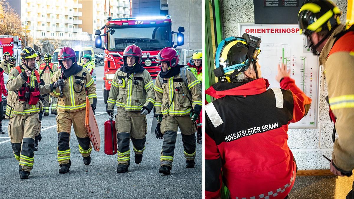 Brannkonstabler i aksjon - Klikk for stort bilde