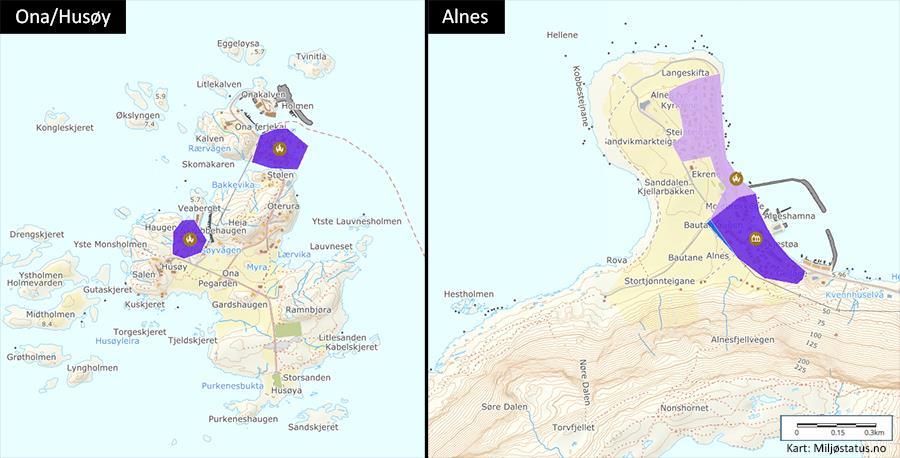 Kart over Ona/Husøya og Alnes - Klikk for stort bilde